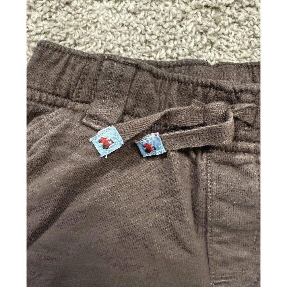 Vintage Gymboree Boys Youth Chocolate Brown Shorts‎ Tractor Truck Cargos 6-12 Mo